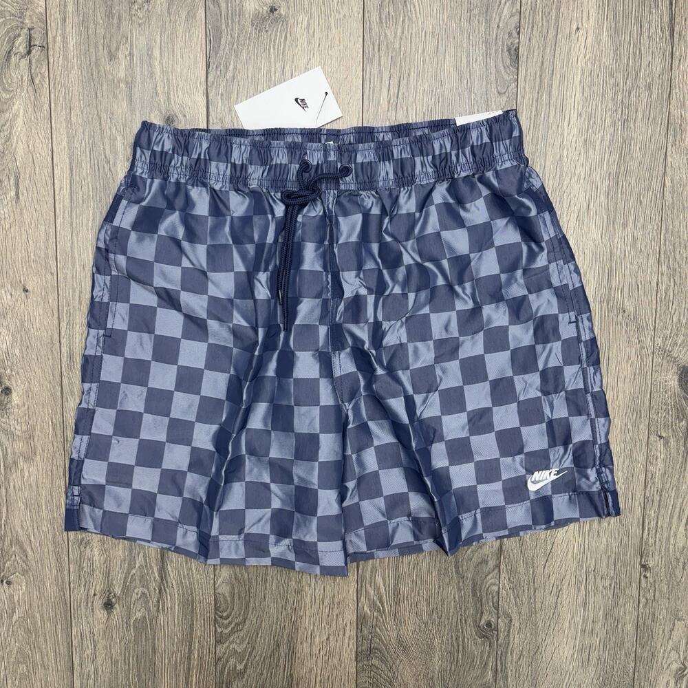 Nike Shorts Large Mens Midnight Navy White Club Flow Checkers $60